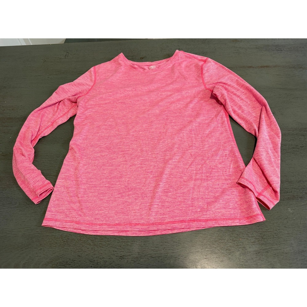 Athletic Works Girls Pink Space Dye Long Sleeve Activewear Top Size M 8-10